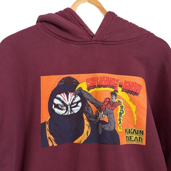Brain Dead Mens Marvel Shang-Chi Hoodie Sweatshirt Sz XL Burgundy Pullover - Picture 4 of 10